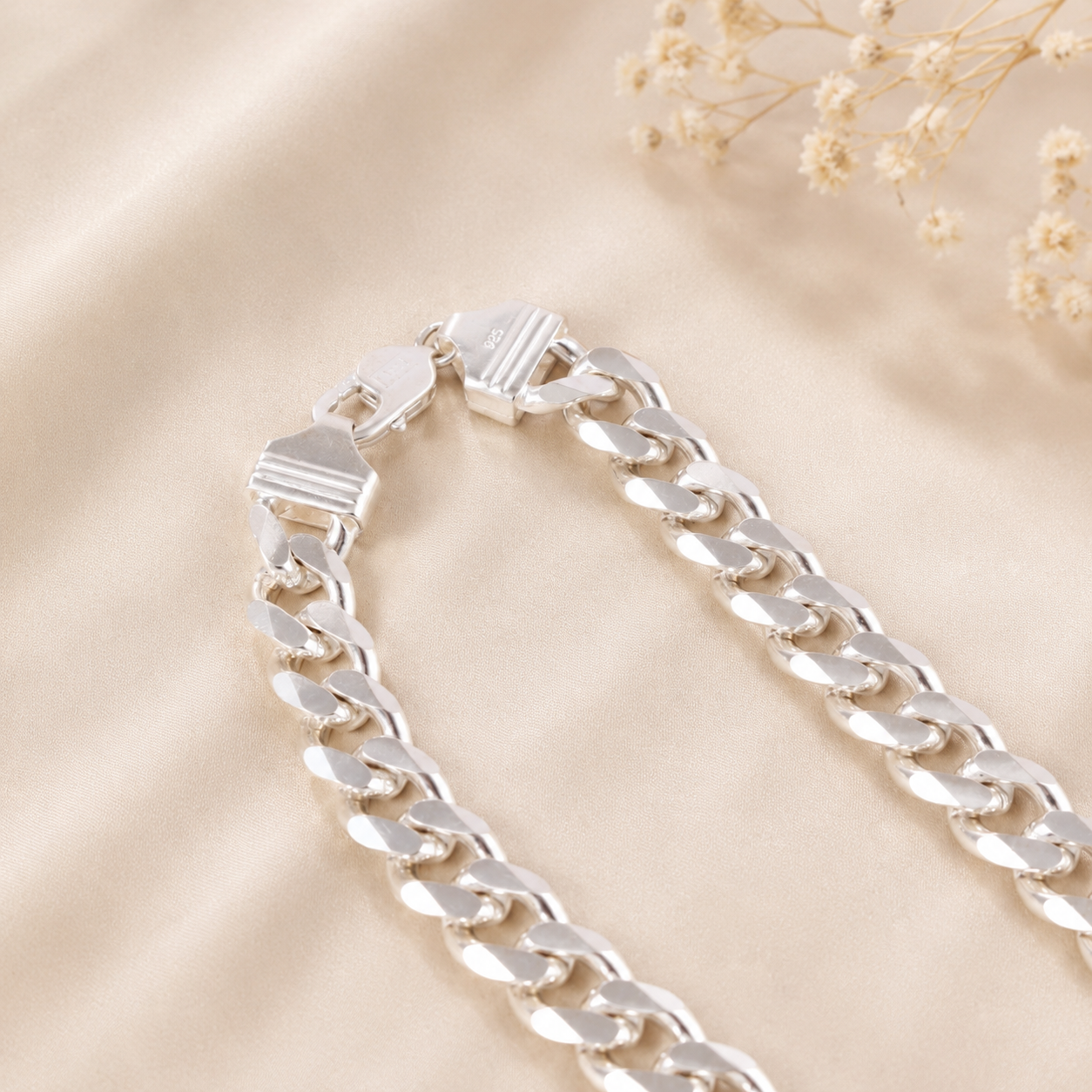 Premium Flat Link Silver Chain For Him