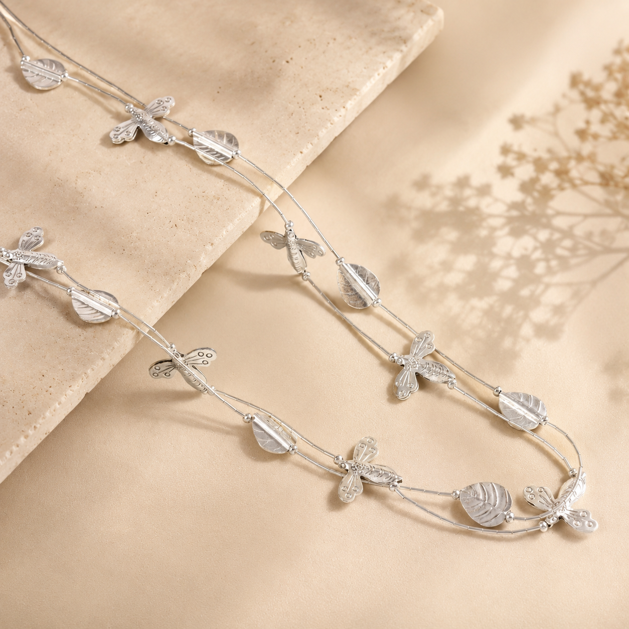 Butterfly Meadow Silver Necklace