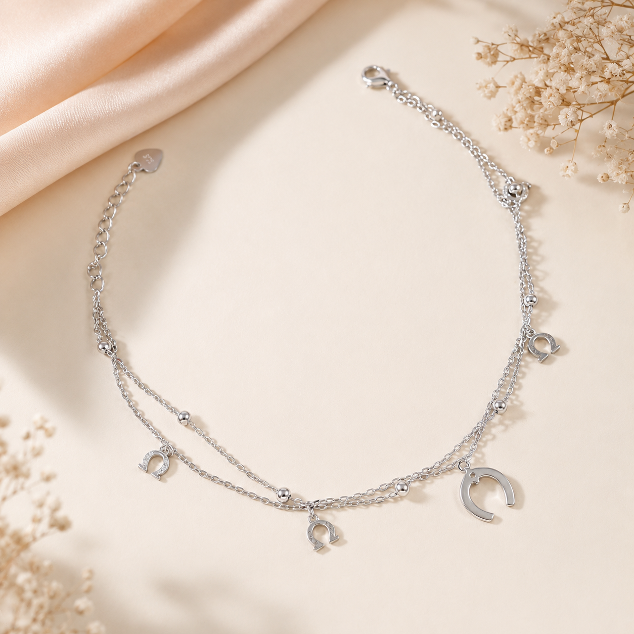 Lucky Glow Silver Anklets