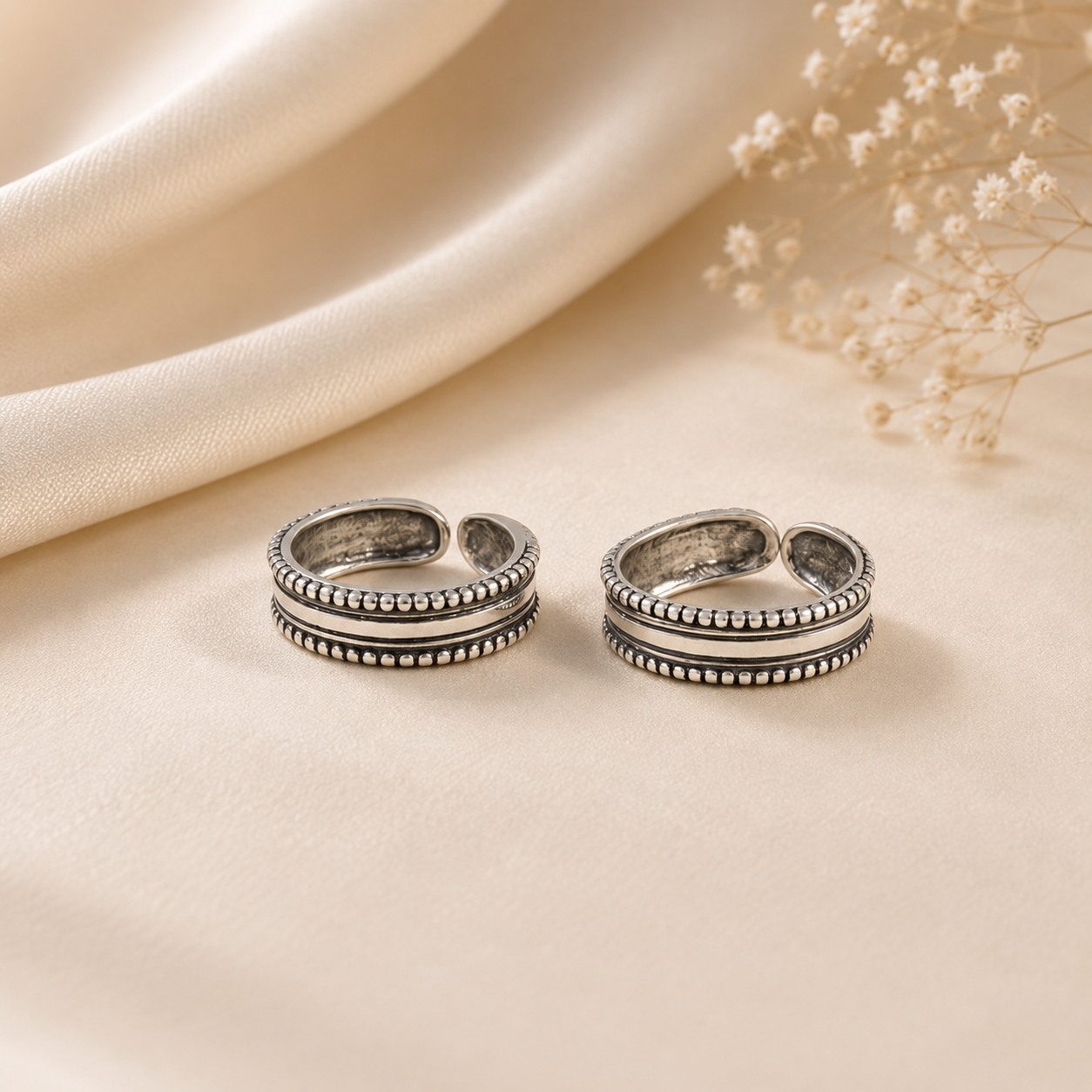Classic Ridge Silver Toe Rings