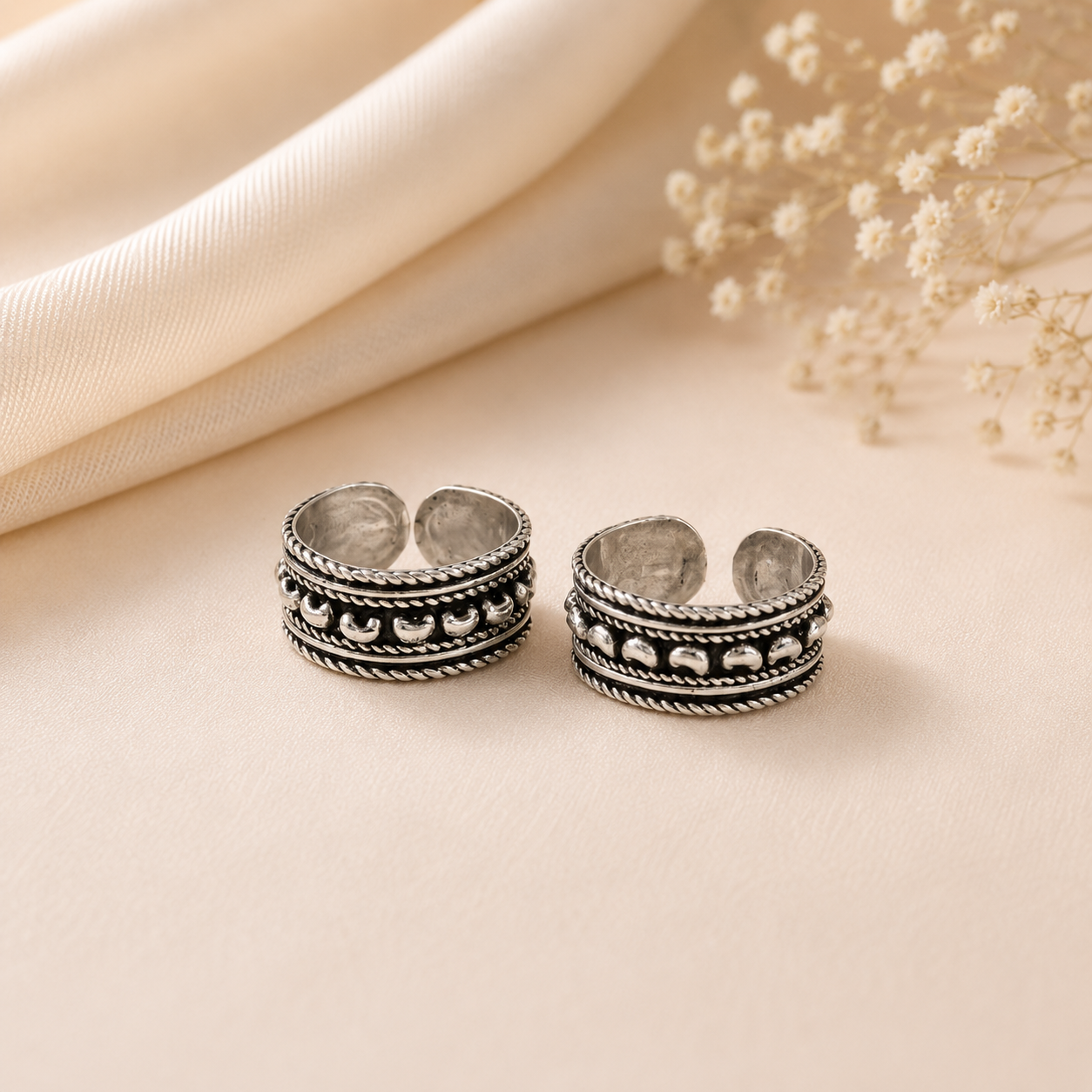 Rustic Charm Silver Toe Rings