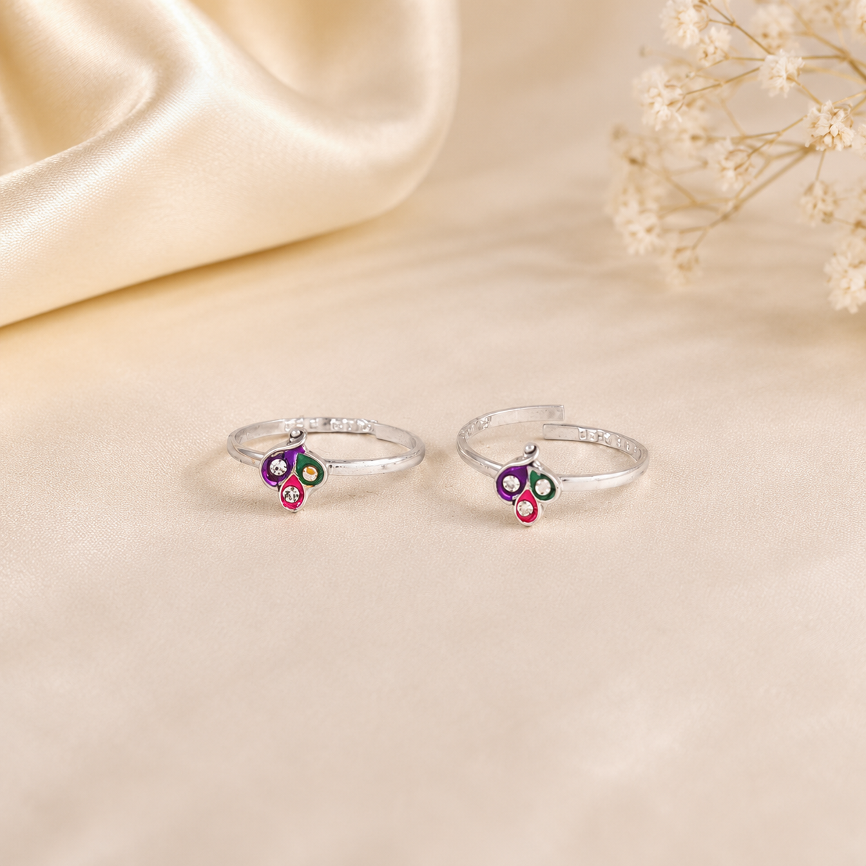 Triveni Bloom Silver Toe Rings