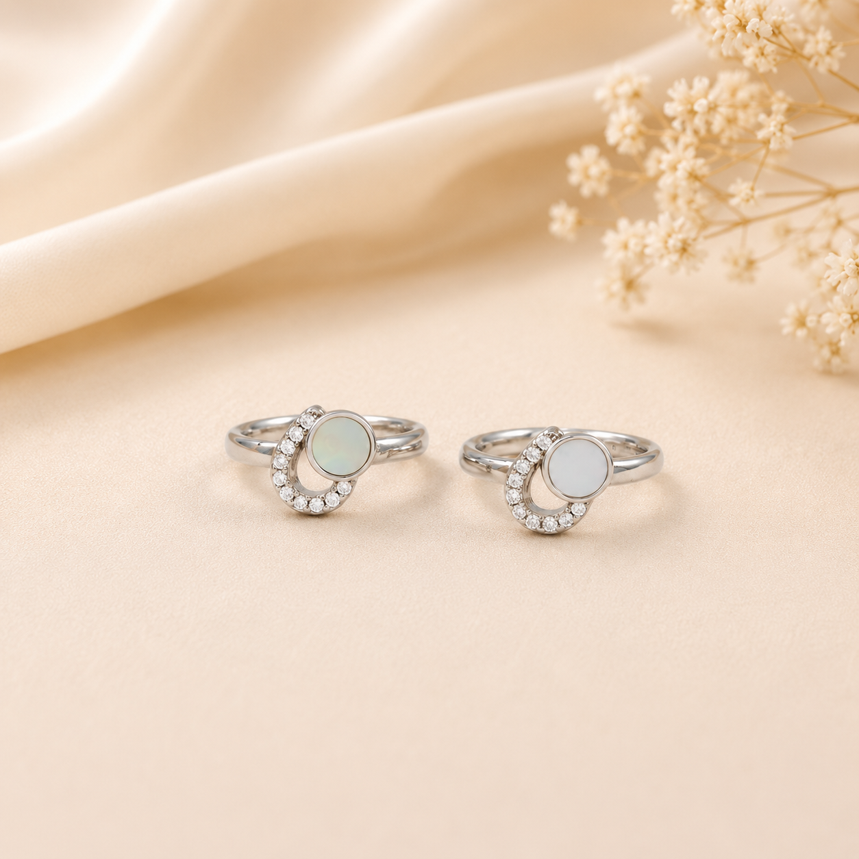 Pearl & CZ Silver Toe Rings