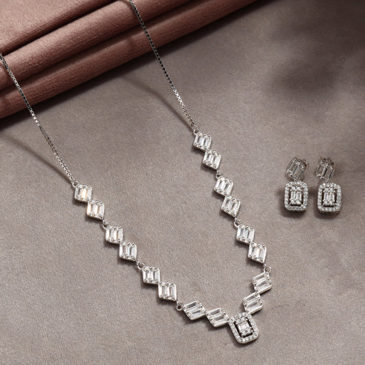 Kashika Charming CZ Silver Necklace Set