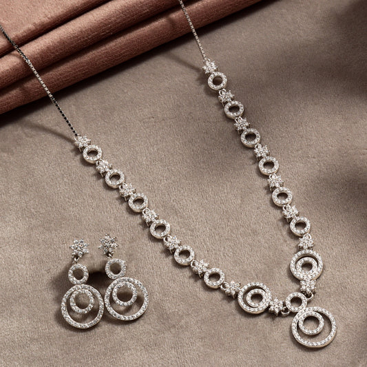 Kriti Modern CZ Silver Necklace Set