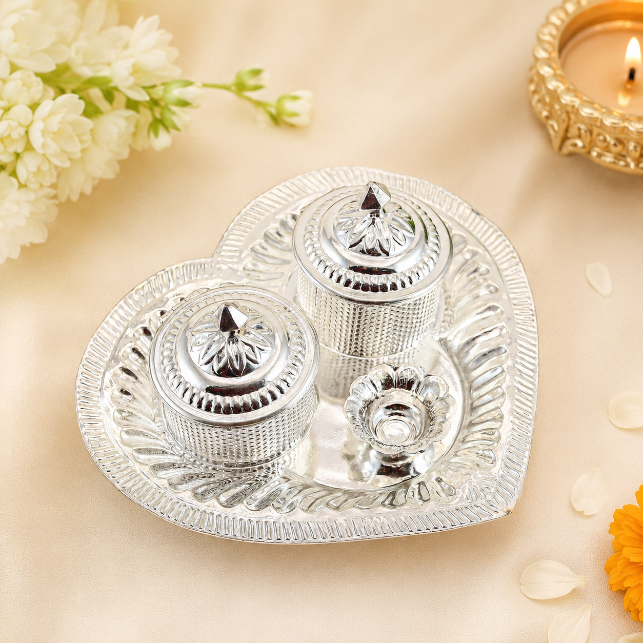 Rivanya Silver Multipurpose Diya Plate