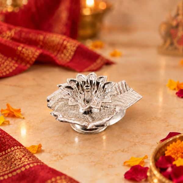 Divine Lotus Silver Diya
