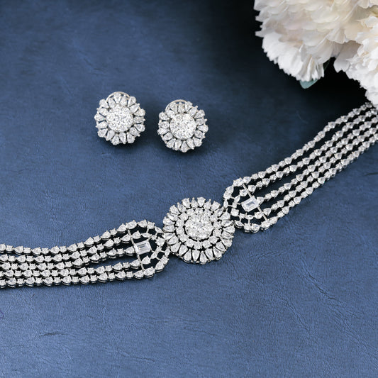Precious Silver Necklace Set with Swarovski Zirconia