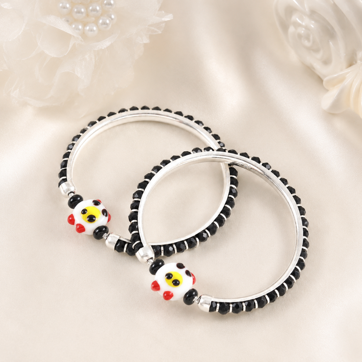 Sneha Silver Nazariya Bangles For Kids