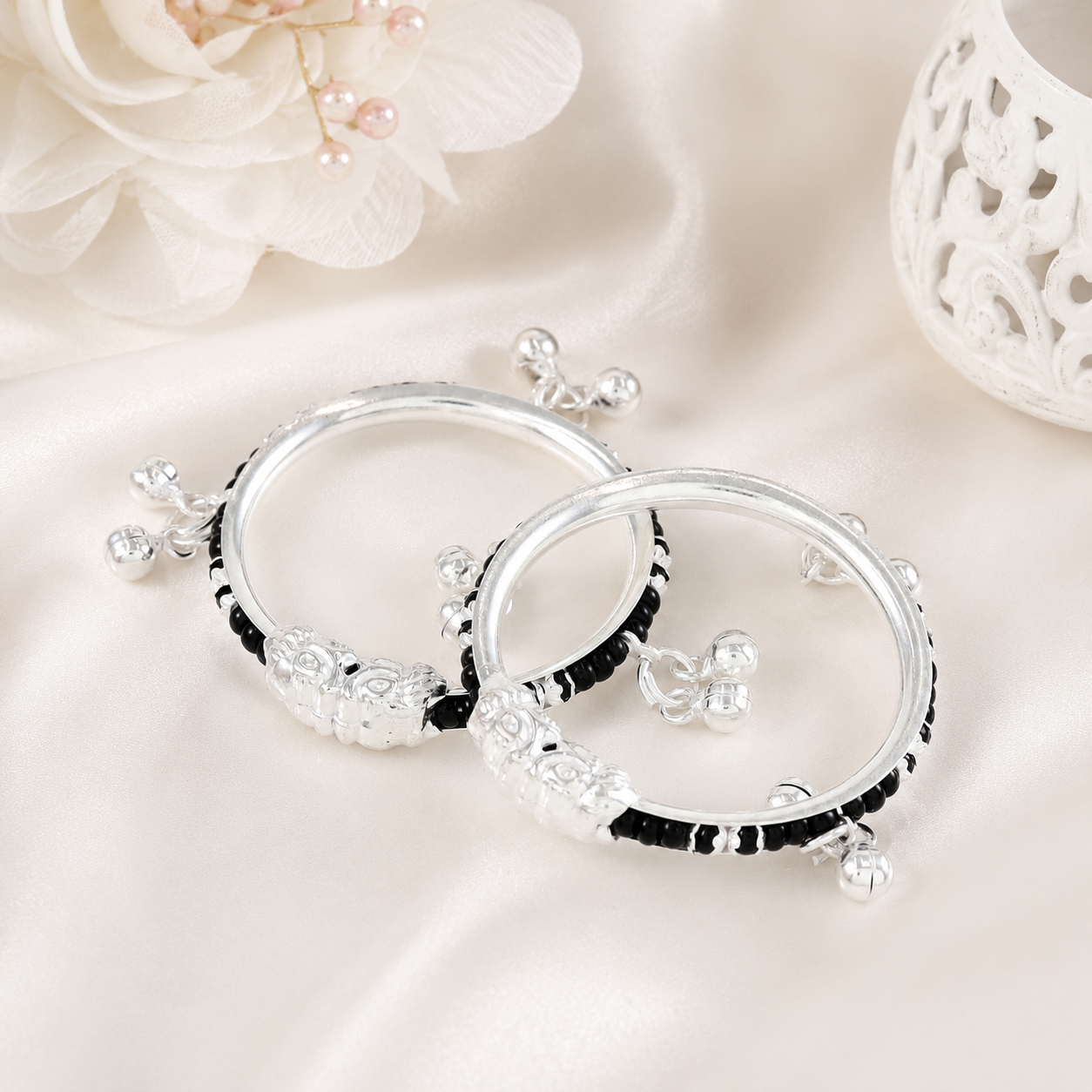 Zia Classy Silver Nazariya Bangles For Kids