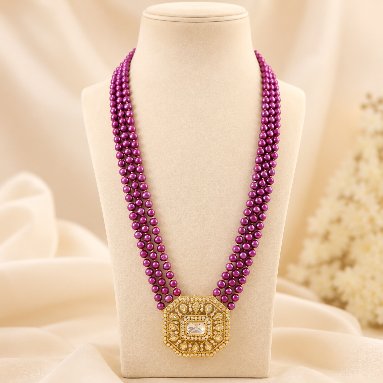 Kaveri Stunning Geometric Beads Silver Necklace