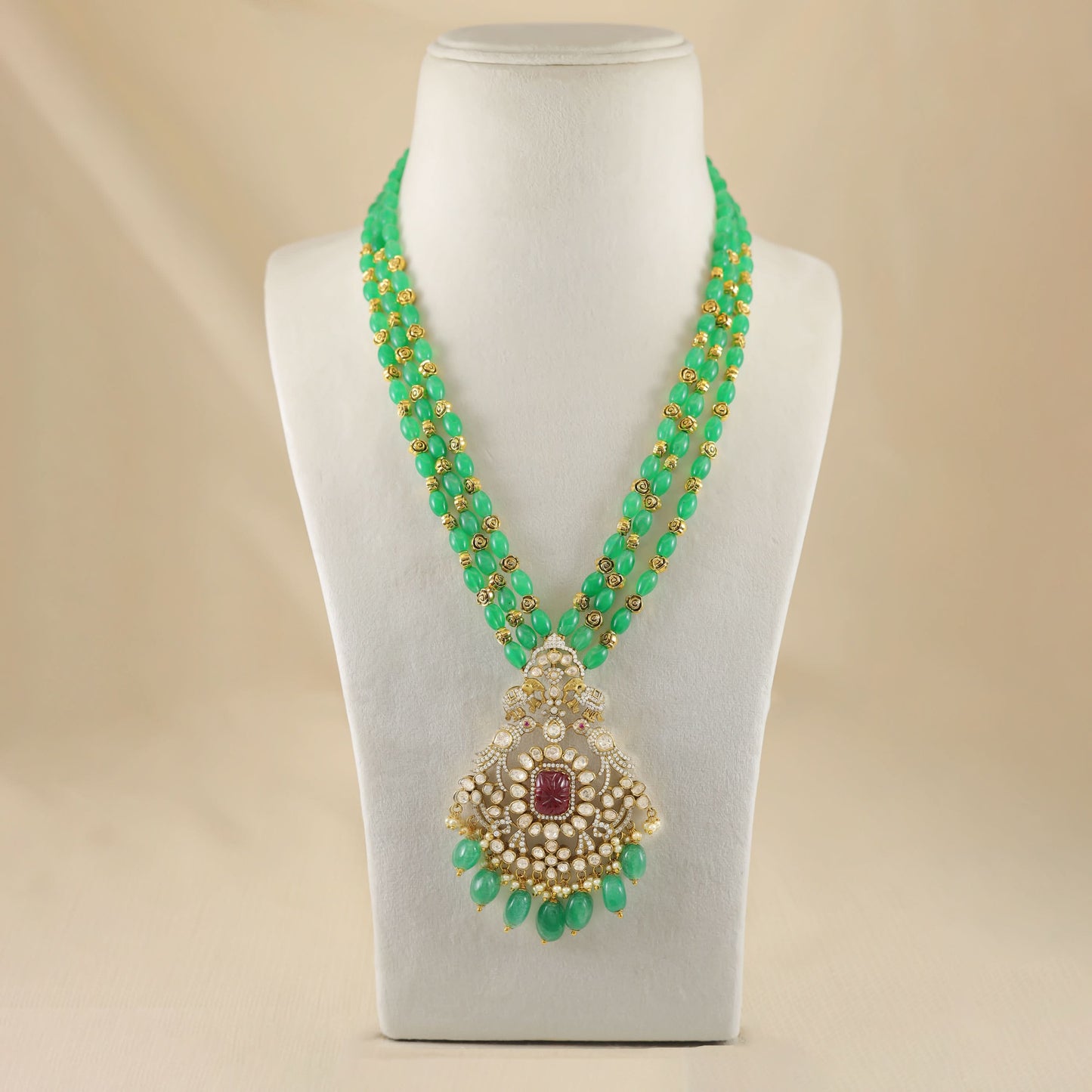 Bhavika Stunning Design Green Silver Necklace