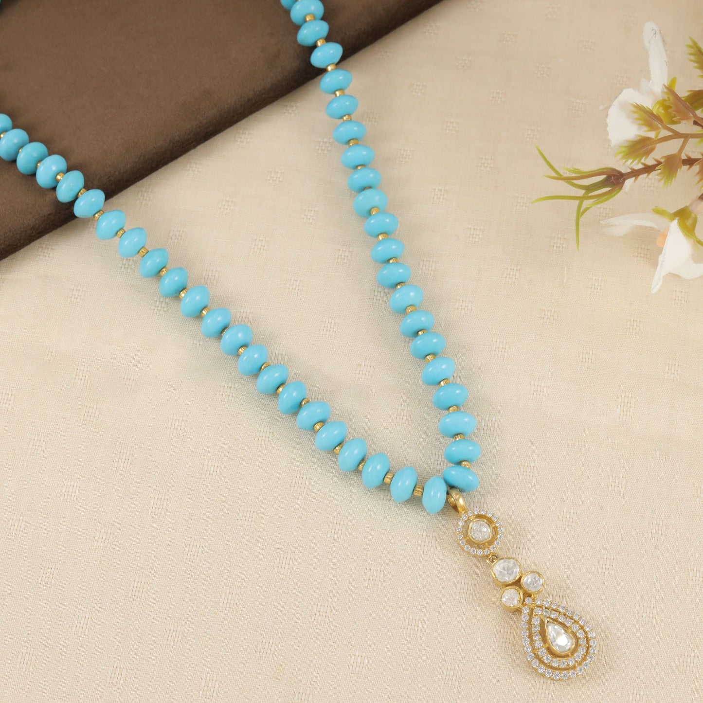 Aahana Turquoise White Stones Necklace