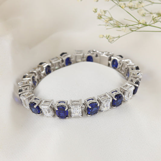 Brilliant Blue Silver Bracelet with Swarovski Zirconia
