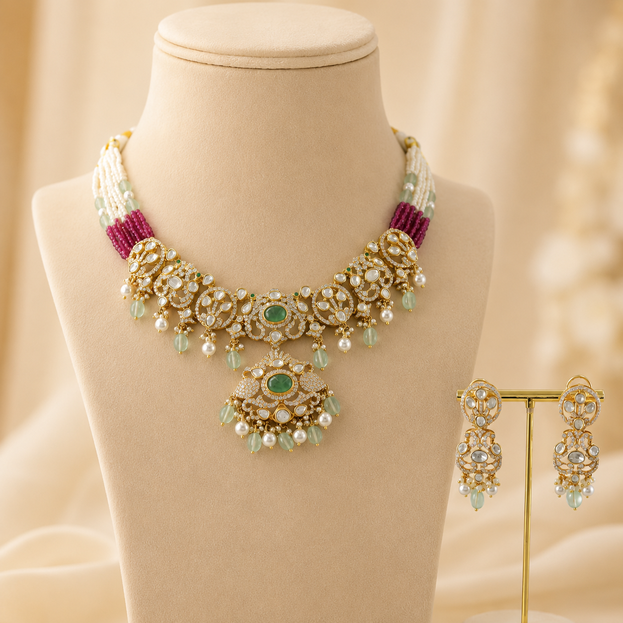 Gauri Royal Rajwadi Kundan Silver Necklace Set