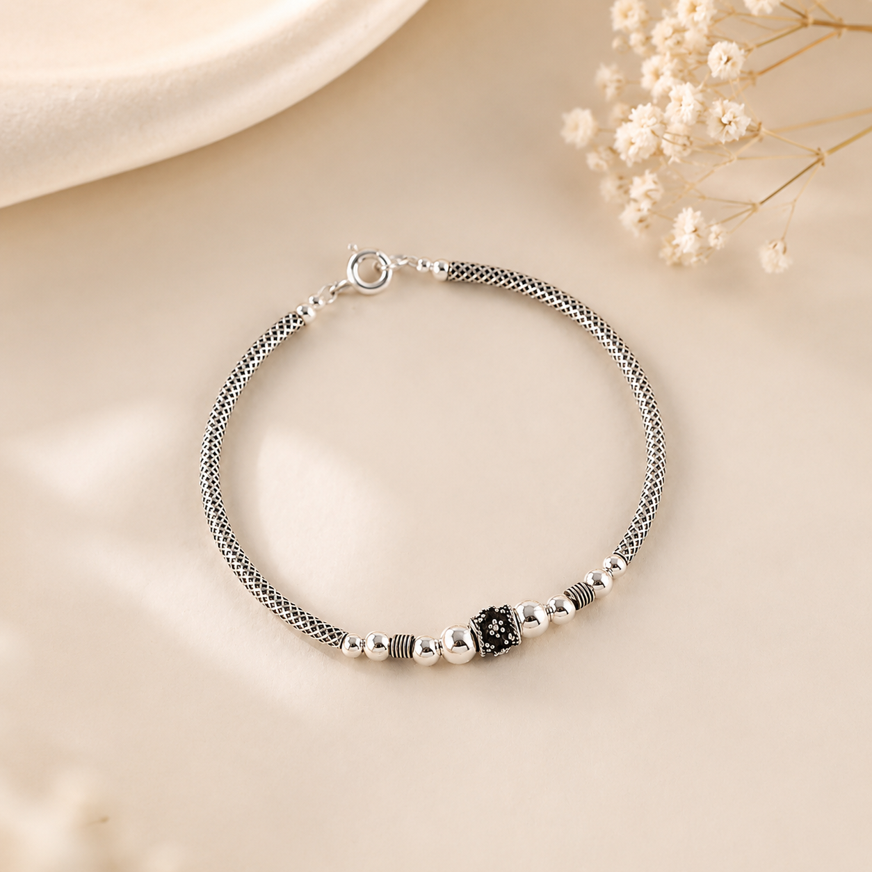 Regal Bead Silver Bracelet