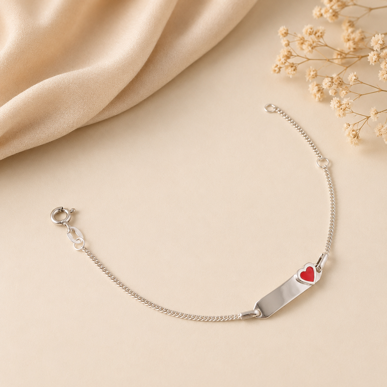 Red Heart Silver Bracelet For Him