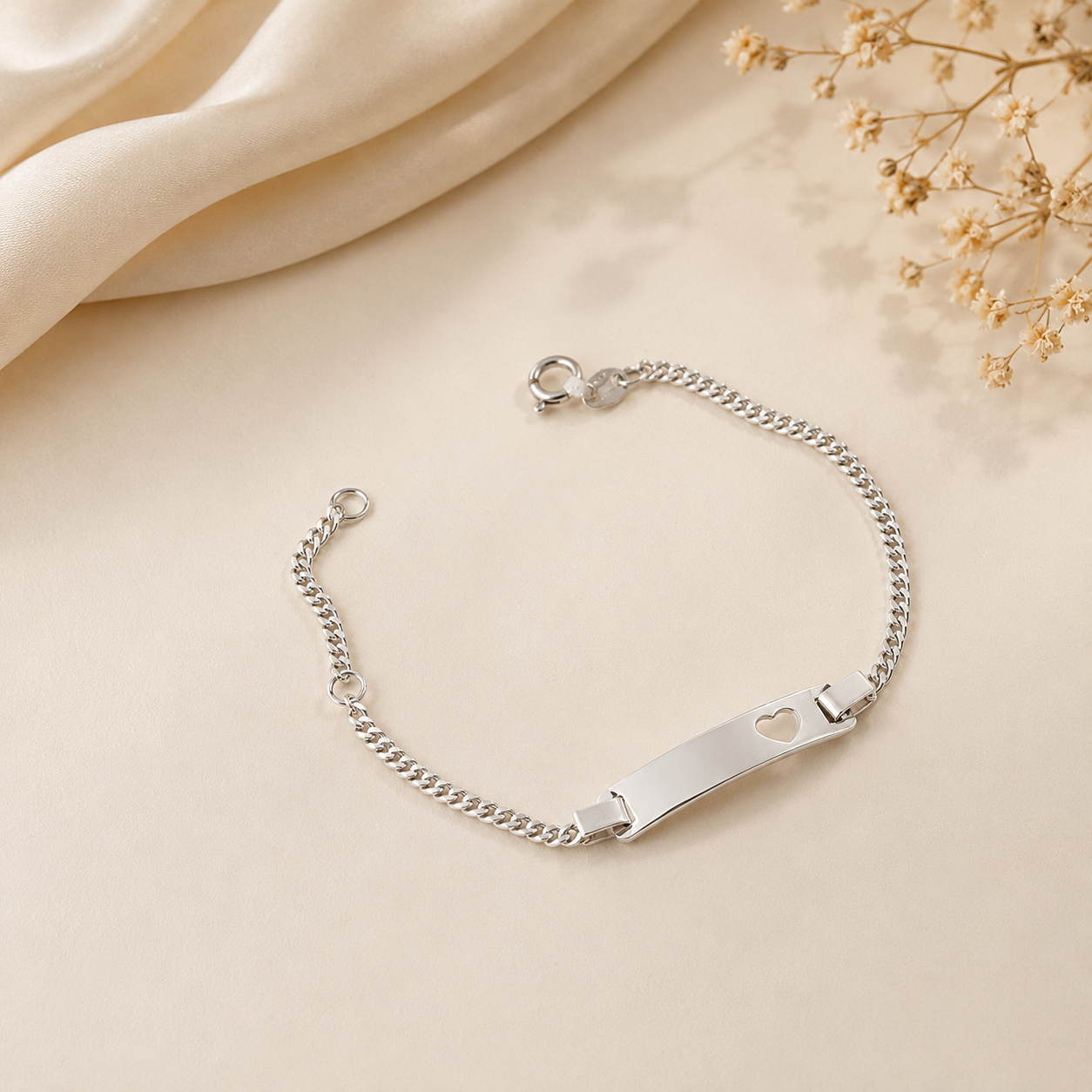 Heart Link Silver Bracelet For Him