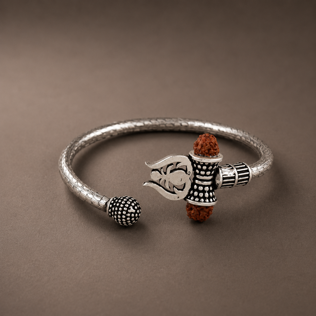 Shiv Shakti Silver Kada For Him