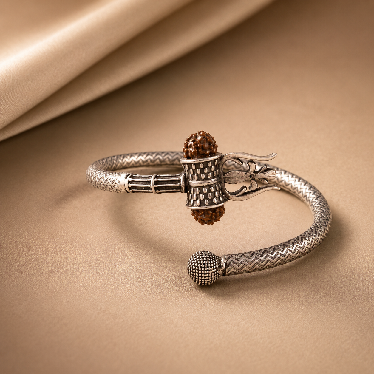 Rudra Trishul Silver Kada For Him