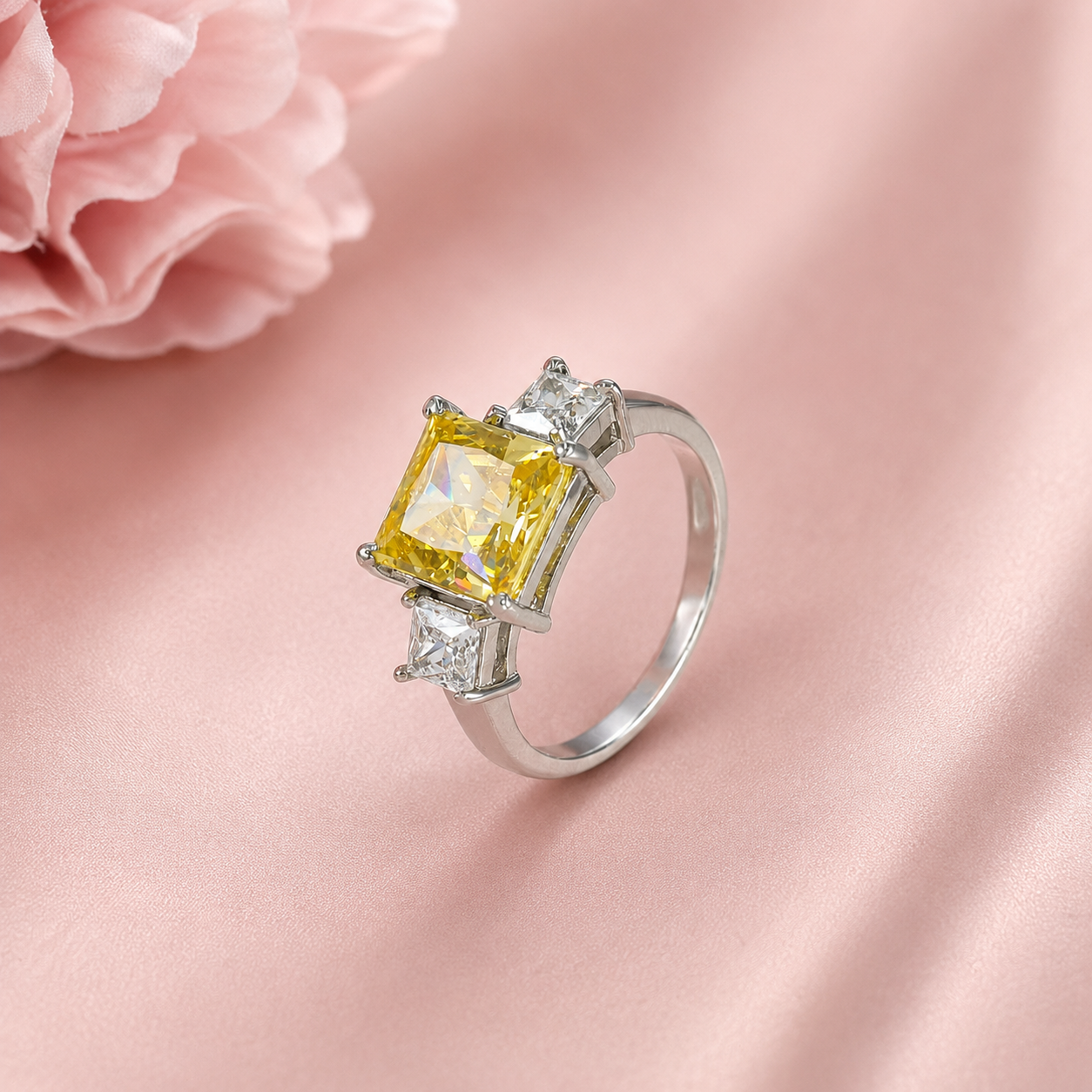 Riya Radiant Cut Yellow Gemstone Ring