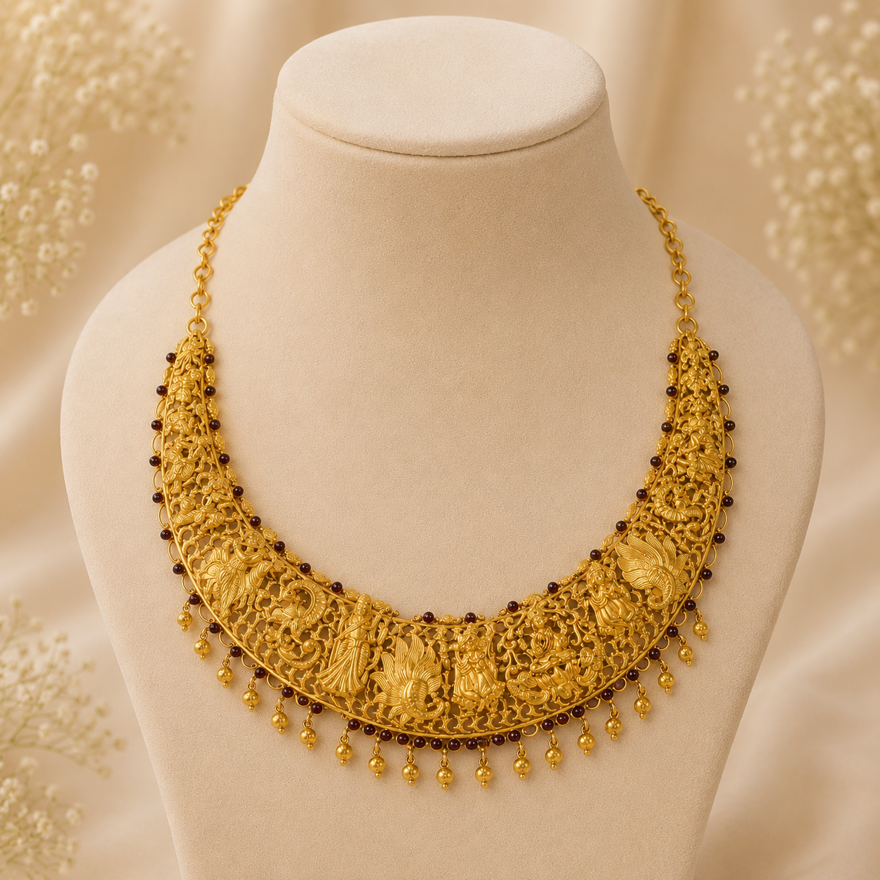 Arushi Elegant Peacock & Divine Silver Necklace