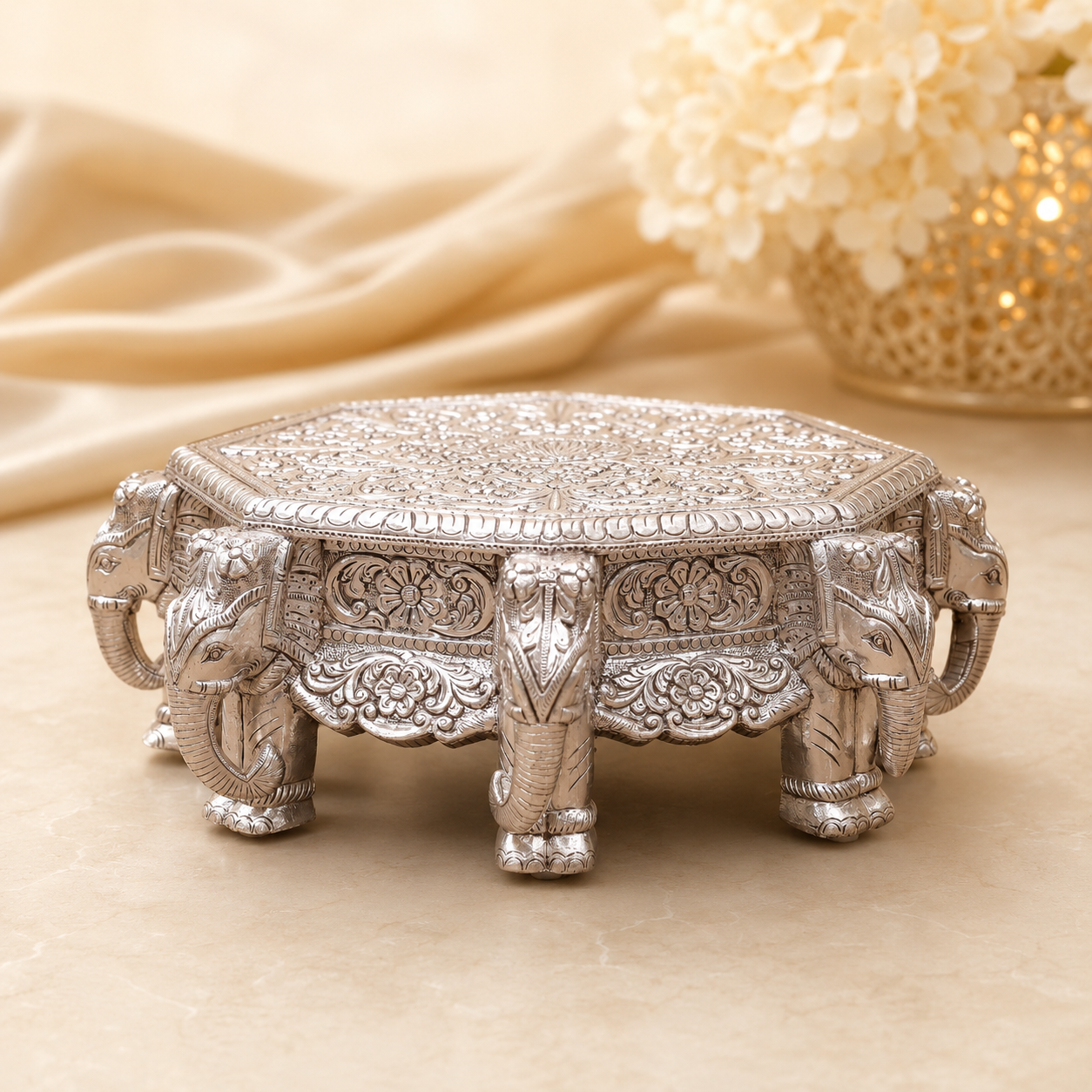 Dazzling Silver Chowki