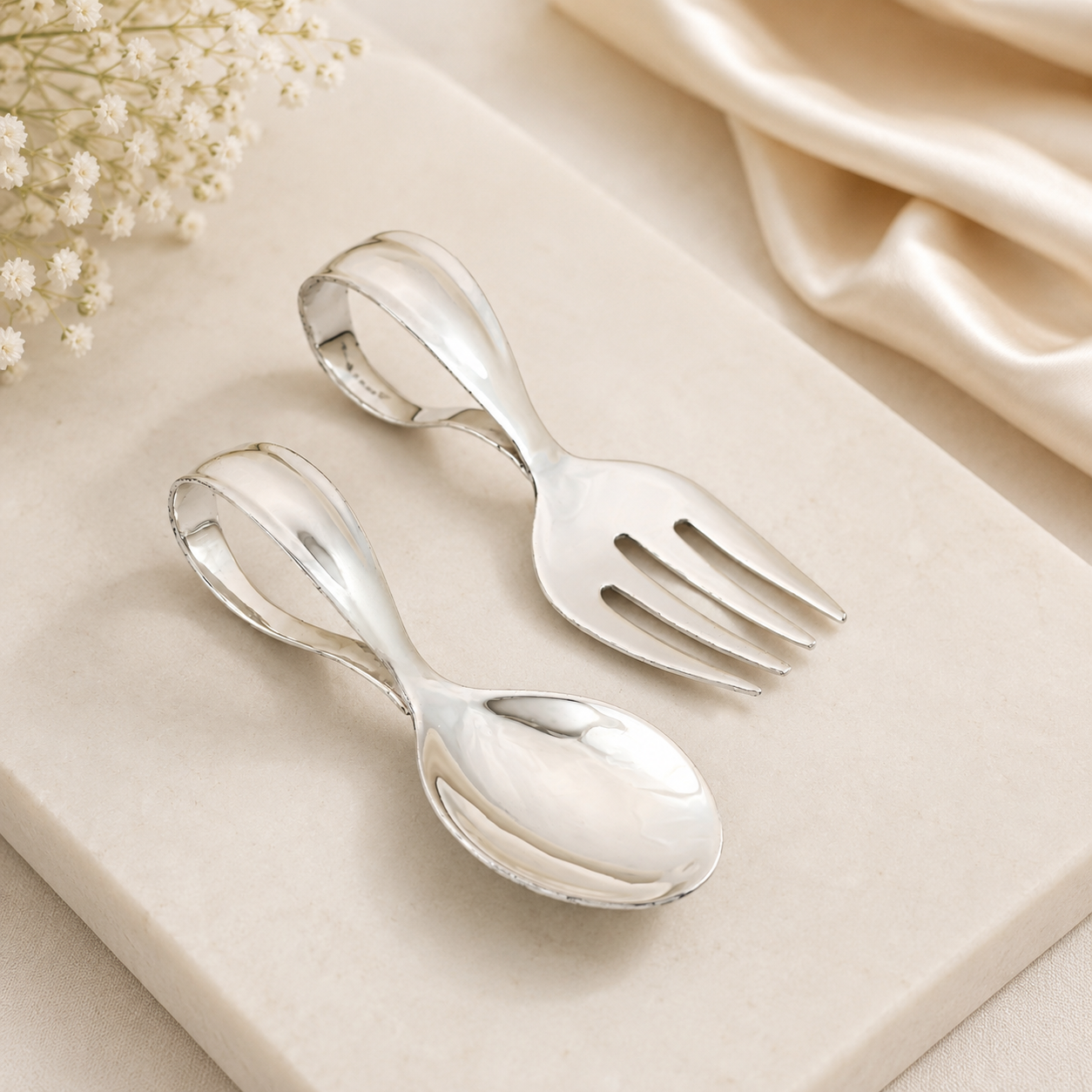 MiniMunch Baby Silver Spoon Fork Set