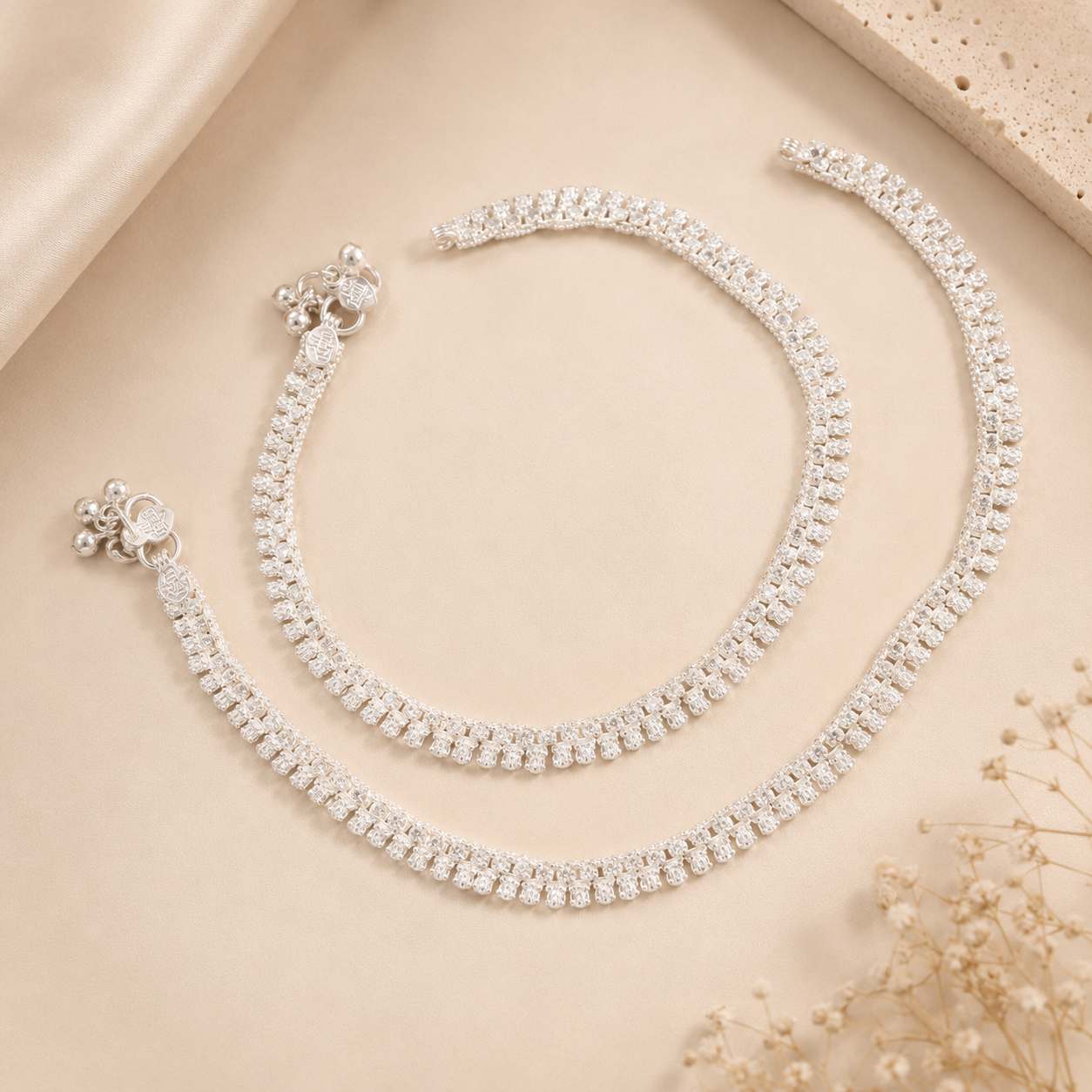 Inaya Grace Silver Anklets
