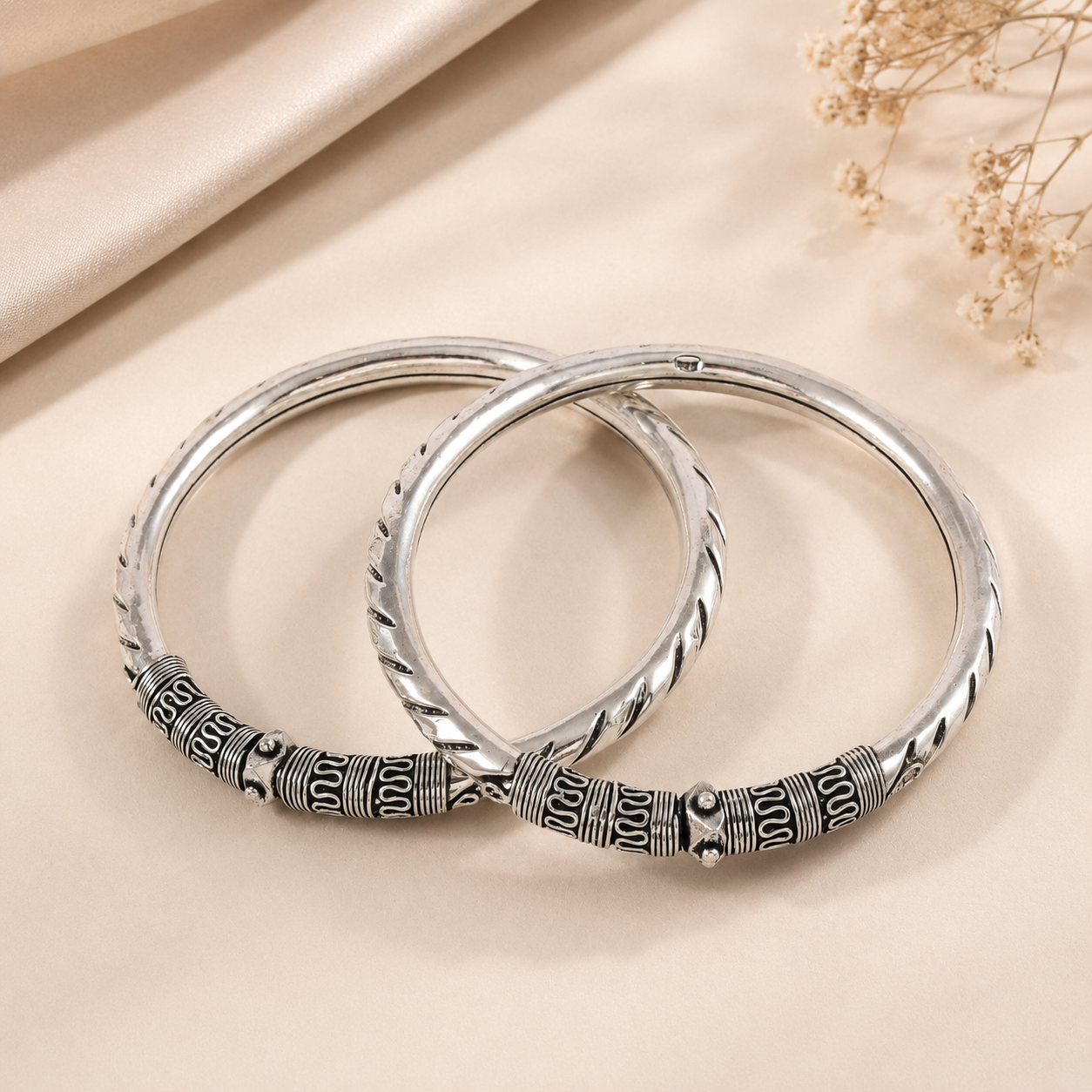 Navya Elegance Silver Anklets Kada