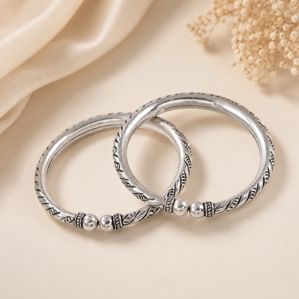 Kiara Antique Silver Anklets Kada