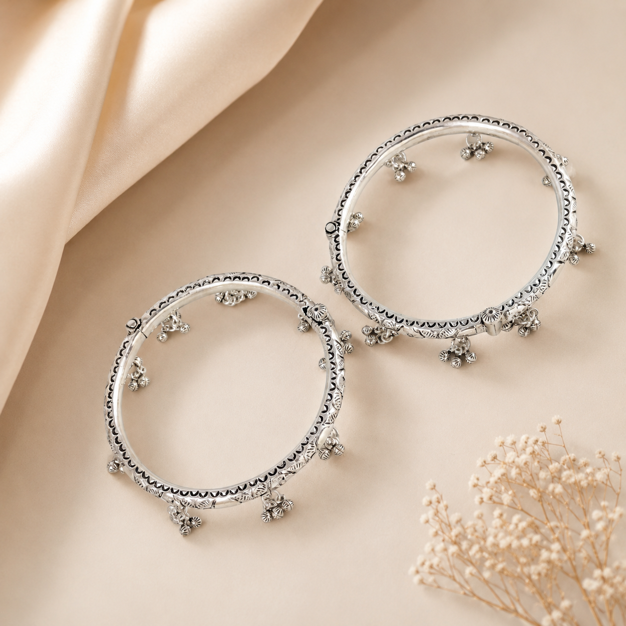 Prisha Antique Silver Anklets Kada