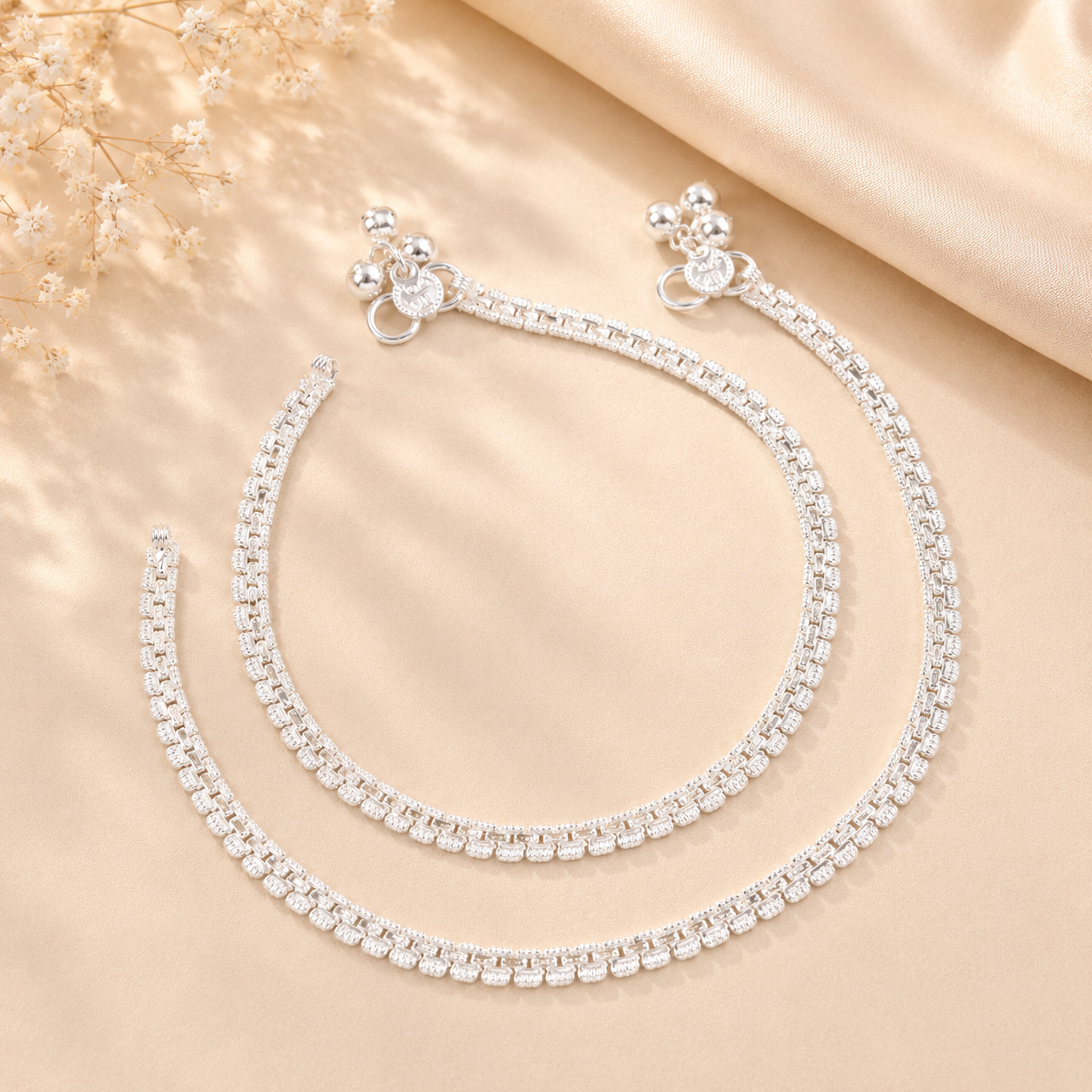 Siya Everglow Chain Silver Anklets