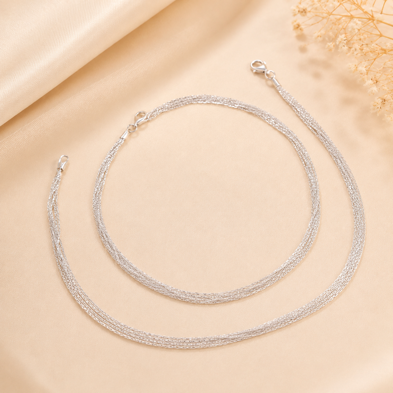Avni Multi Chain Silver Anklets