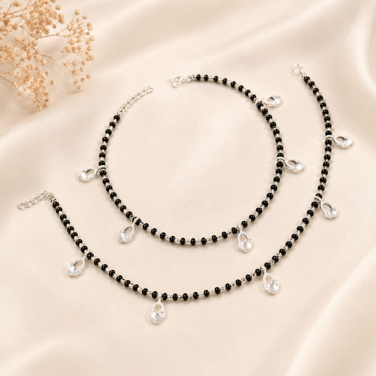 Tara Dazzle Silver Anklets
