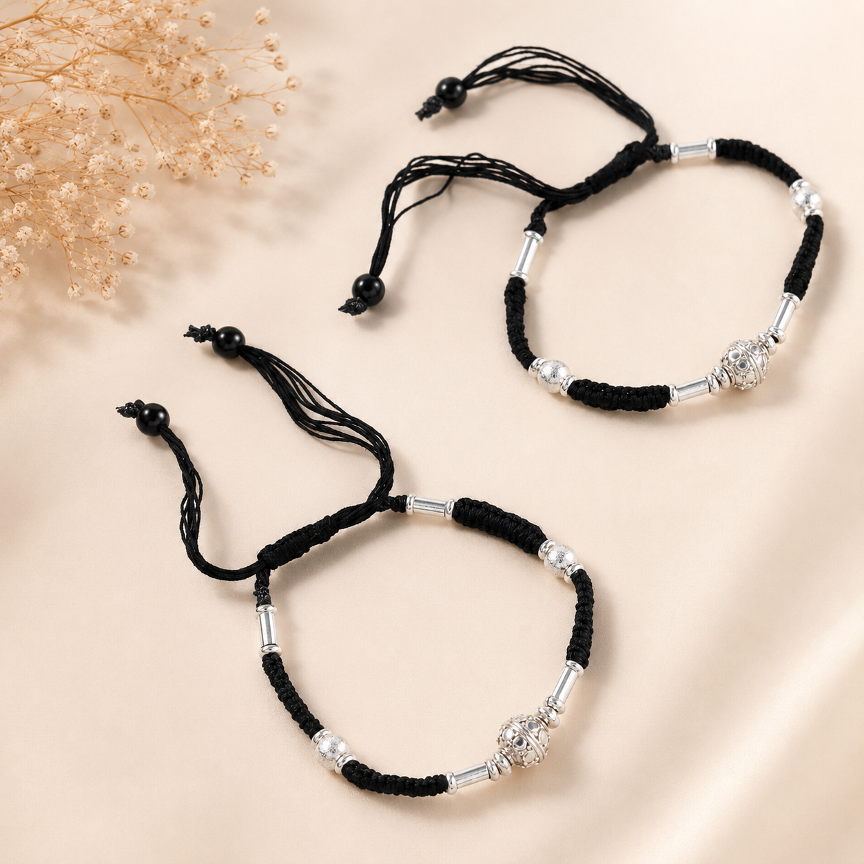 Riya Classic Thread Silver Anklets