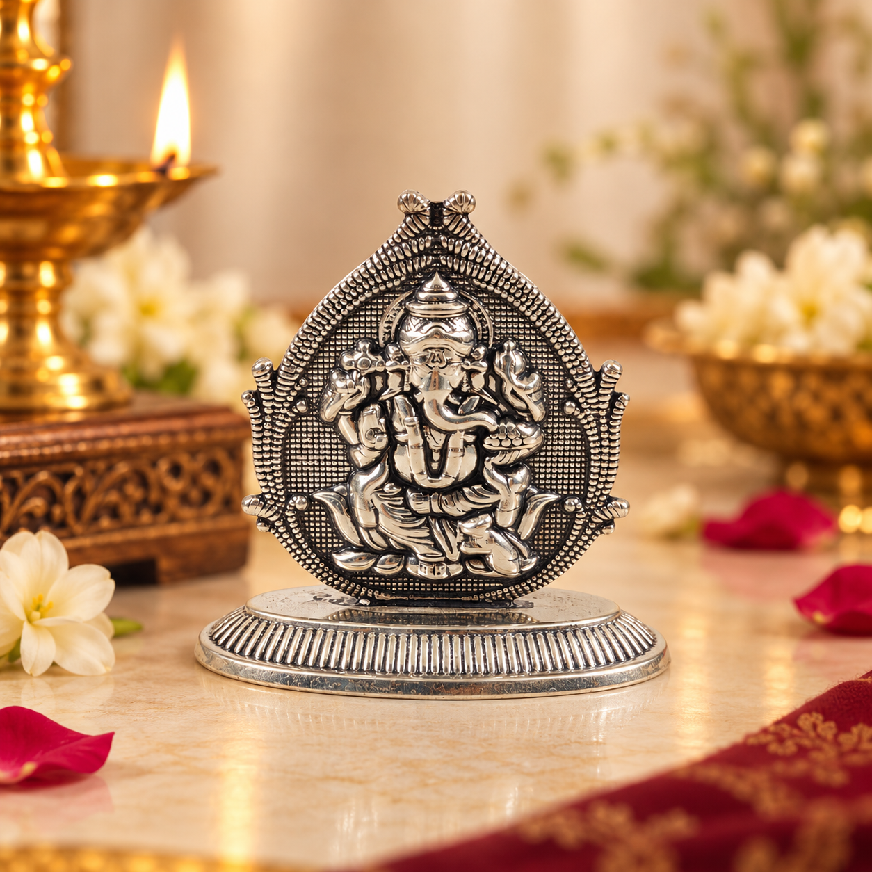 Divine Arch Ganesha Silver Idol