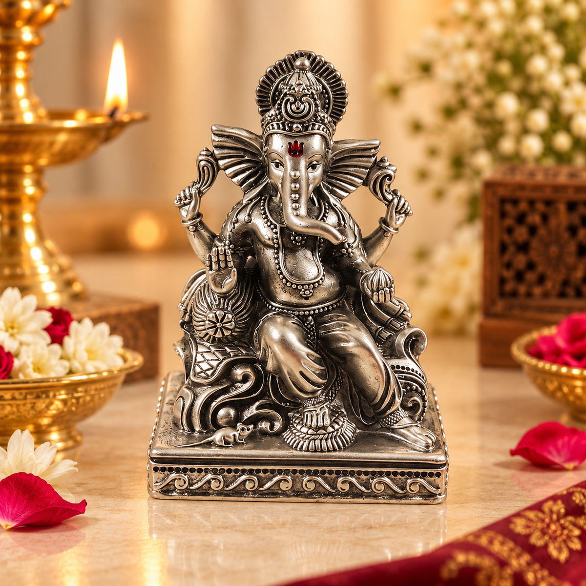 Royal Aashirwad Ganesha Silver Idol
