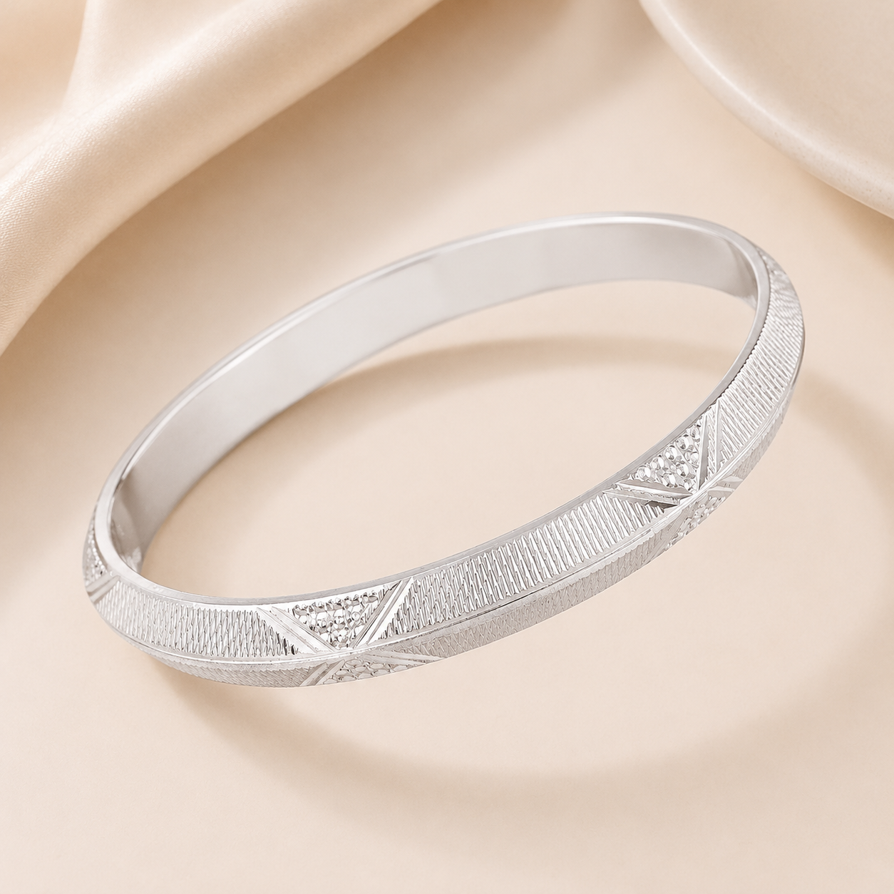 Advik Classic Engraved Silver Kada For Him