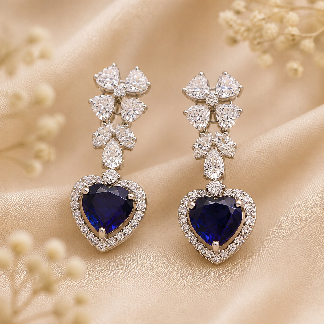 Lavanya Velour Heart Blue Earrings