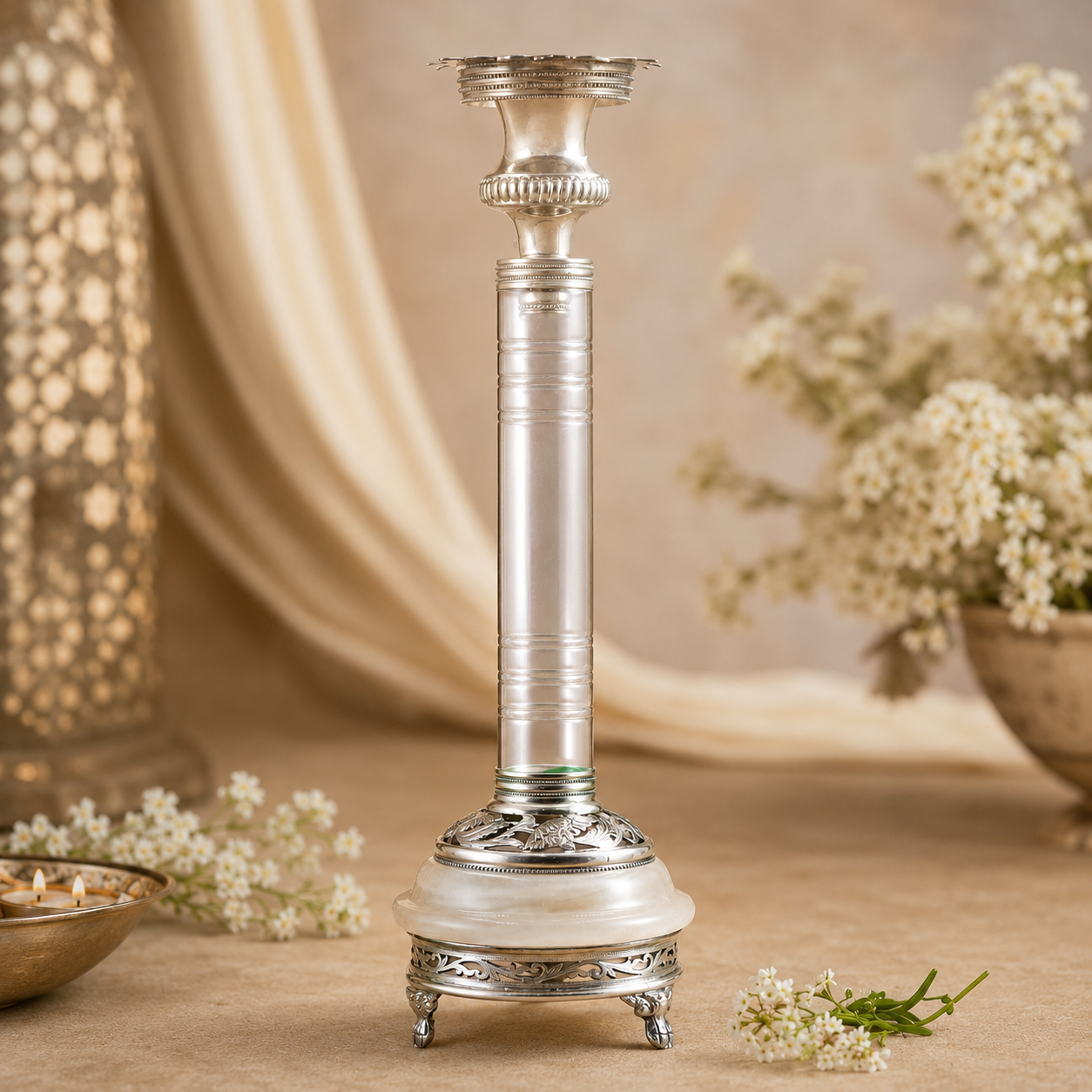 Bhaavika Fancy Silver Candle Stand
