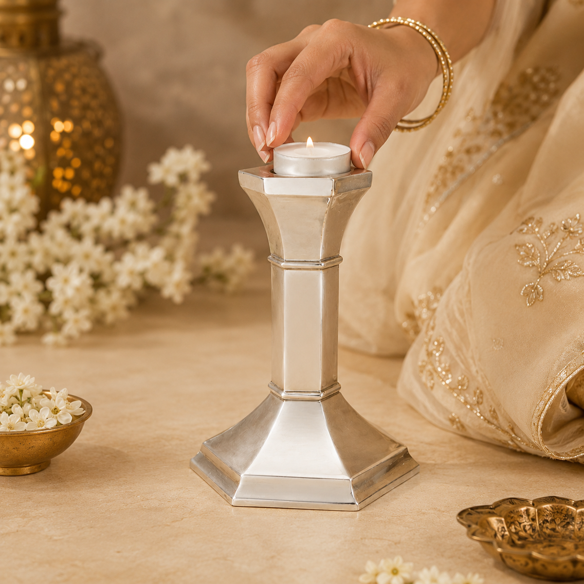 Classic Silver Candle Stand