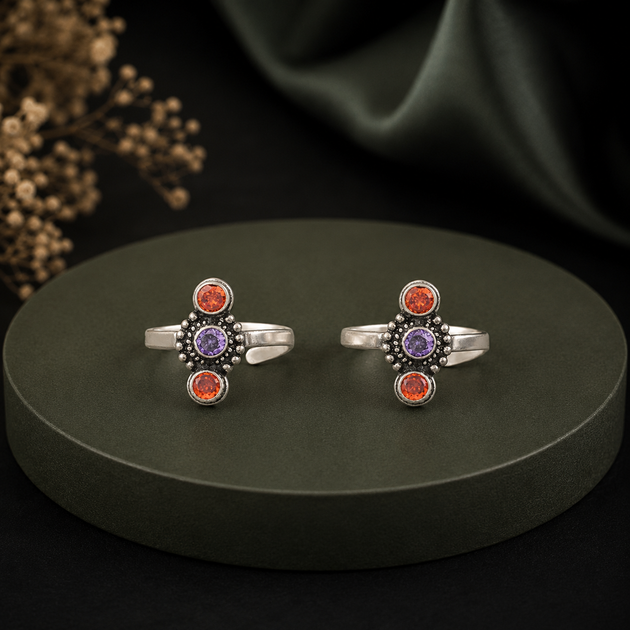 Sunrise Charm Silver Toe Rings