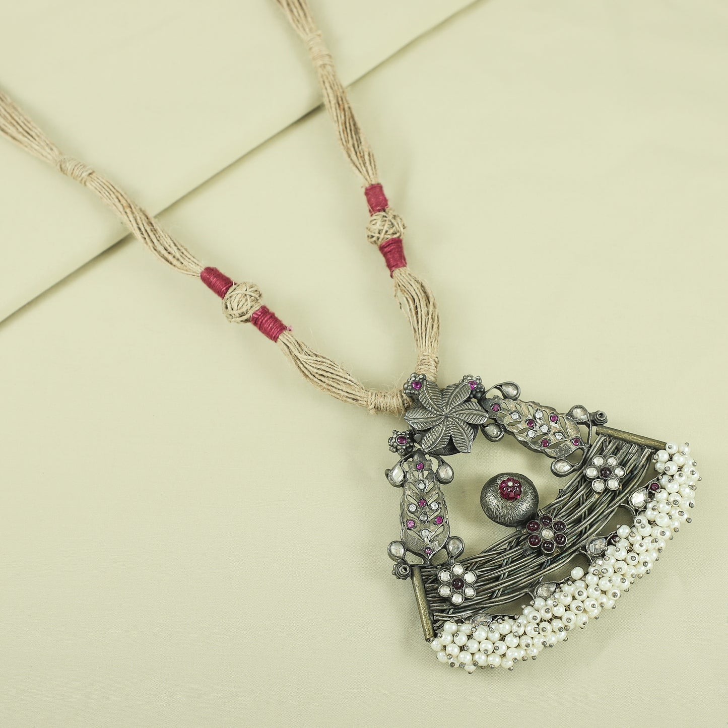 Anika Silver Pendant Necklace With Pearls