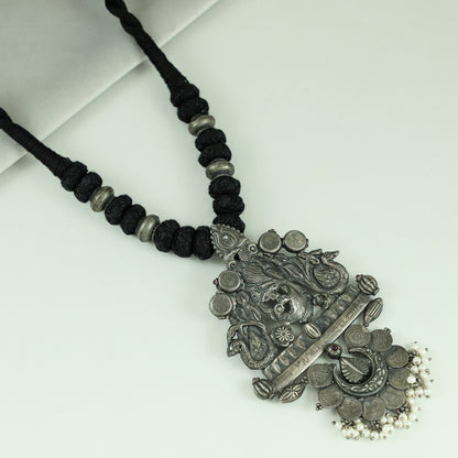 Anika Silver Pendant Necklace With Peacock Motif