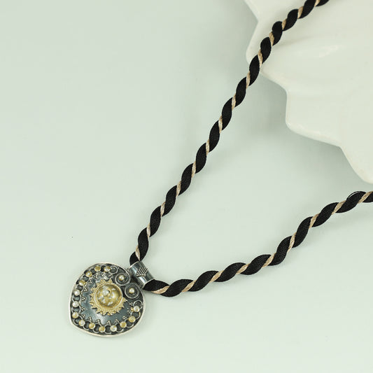 Anahita Dual Tone Silver Thread Necklace