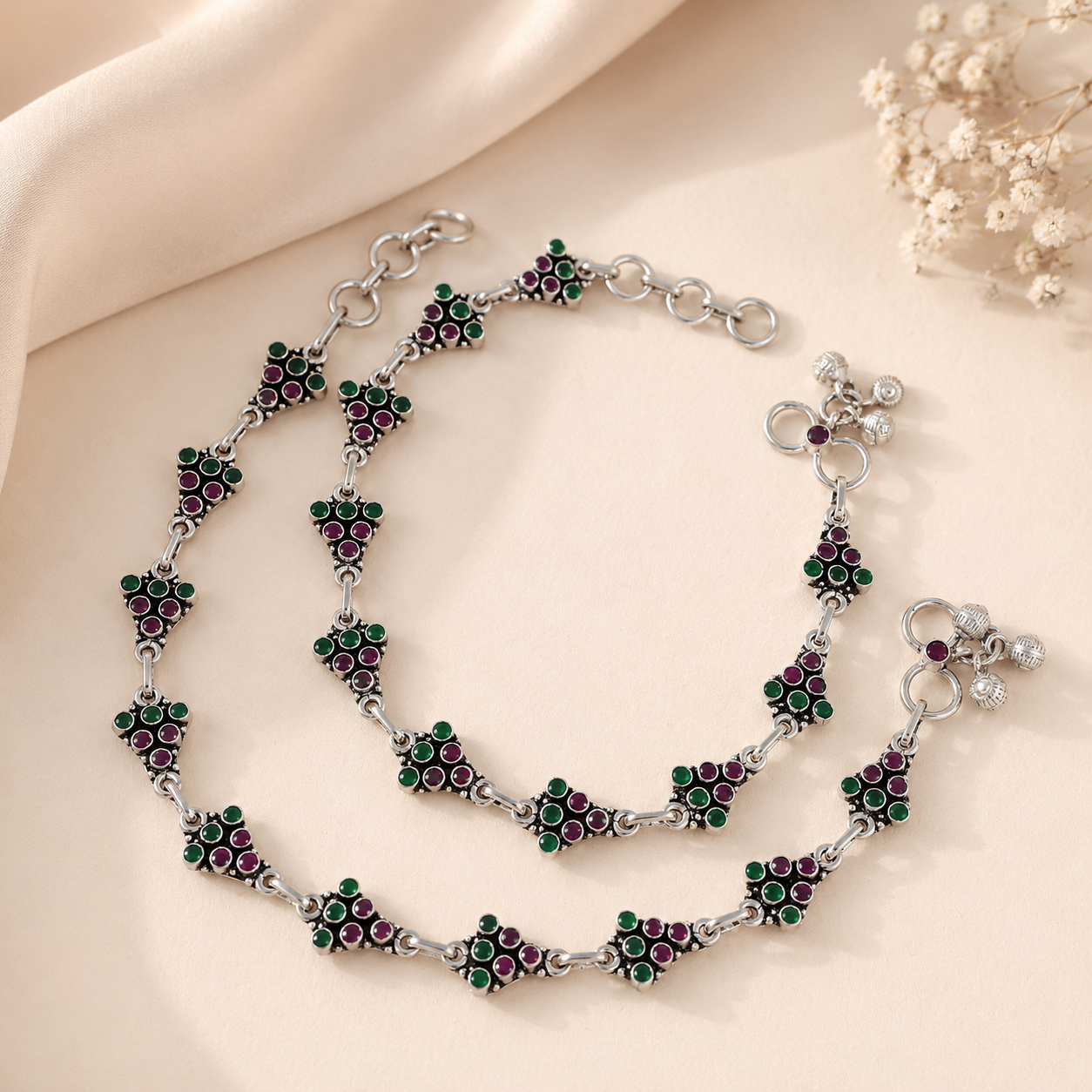 Aditi Silver Anklets
