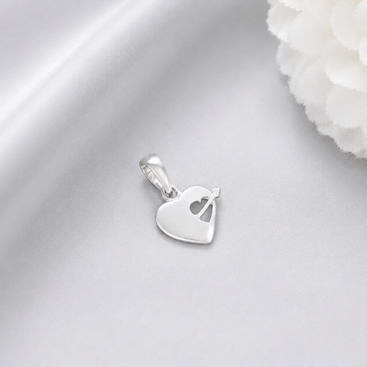 Eternal Arrow Heart Silver Pendant