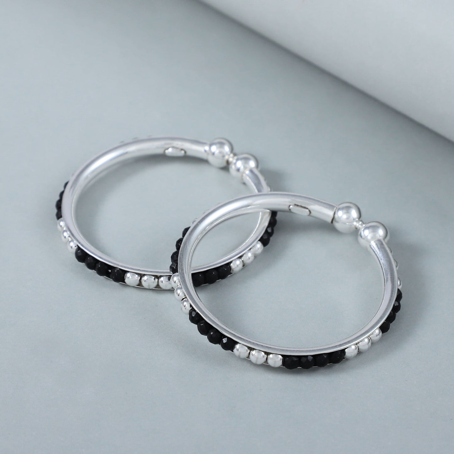 Gentle Bead Silver Bangles For Kids
