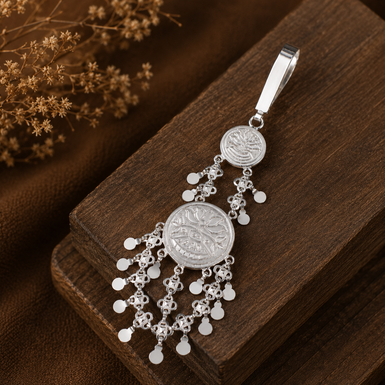 Coin Charm Silver Waist Key Ring